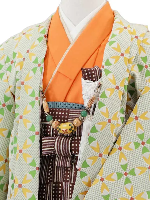 3歳(羽織袴)黄緑 七五三