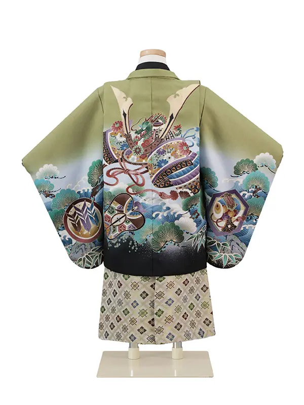 3歳(羽織袴)黄緑 七五三