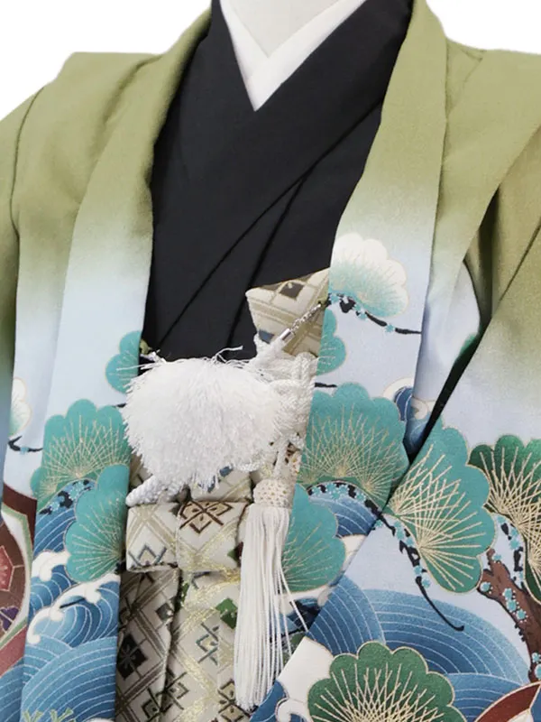 3歳(羽織袴)黄緑 七五三