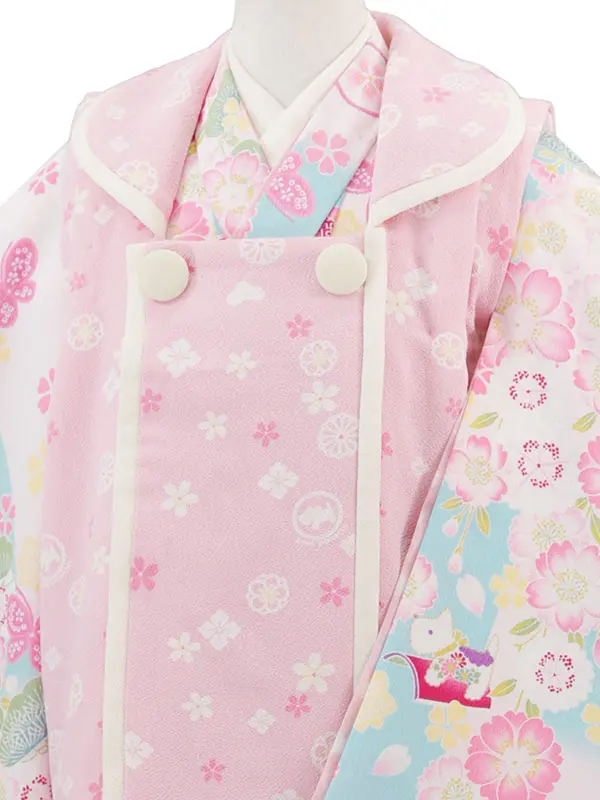 pomponette 3歳(被布)水色 七五三