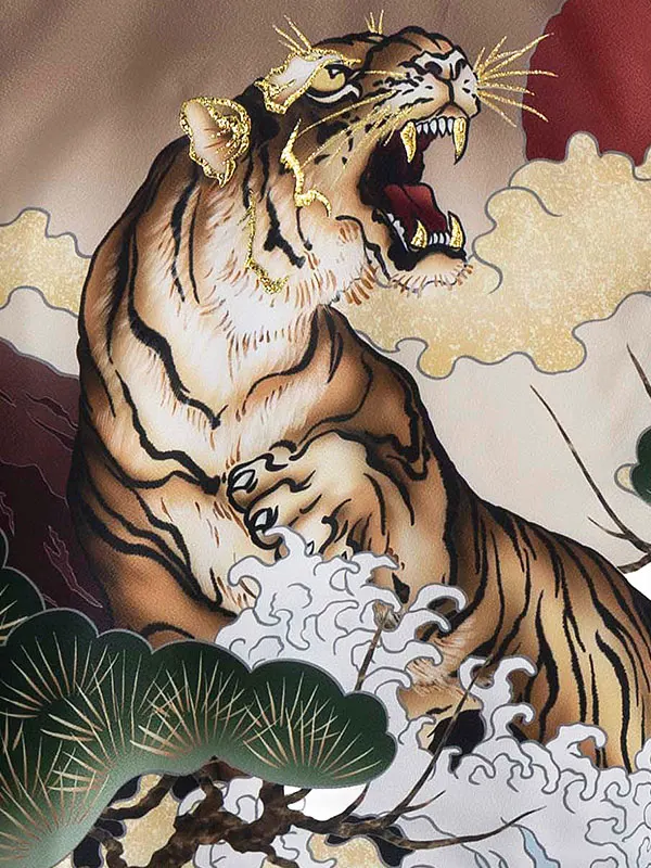 男児産着 お宮参りレンタル0111  茶色地　虎