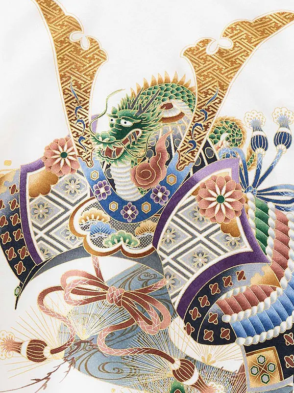 男児産着 お宮参りレンタル0127  白地 兜と宝船