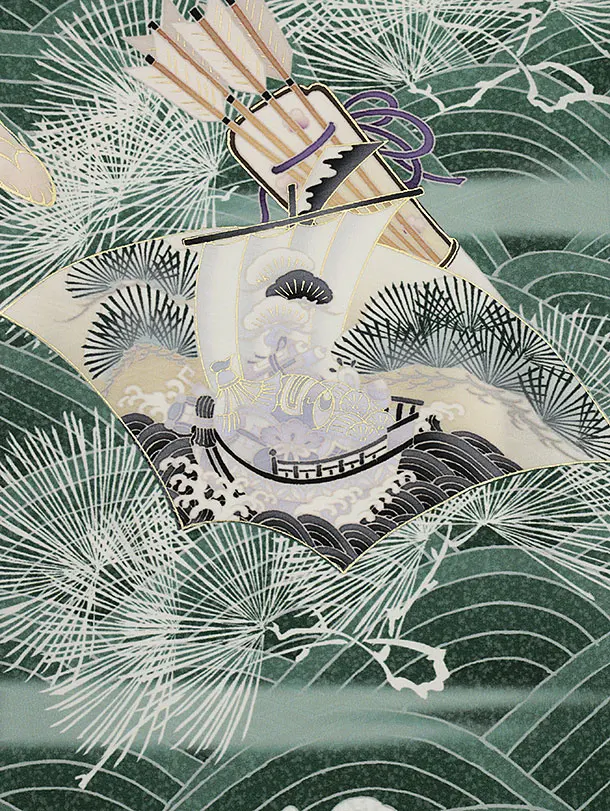 男児産着 お宮参りレンタル0131 【華徒然】緑