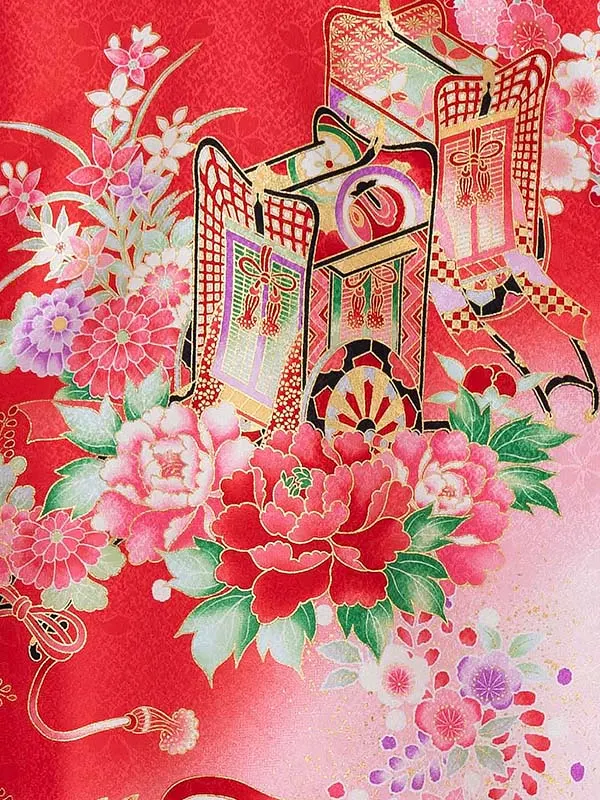 女児産着 お宮参りレンタル0129 【華徒然】　白ピンク