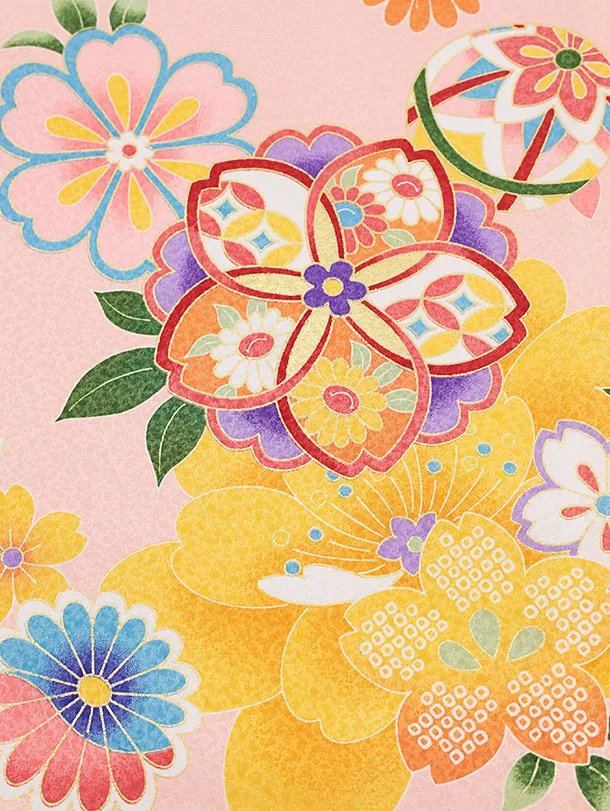 女児産着 お宮参りレンタル0130 ピンク　大きい桜