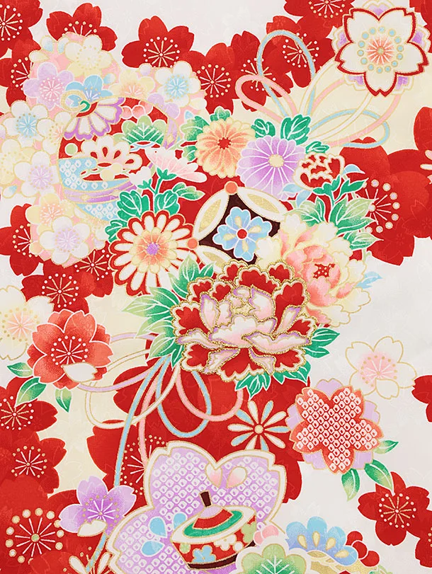 女児産着 お宮参りレンタル0132 赤色