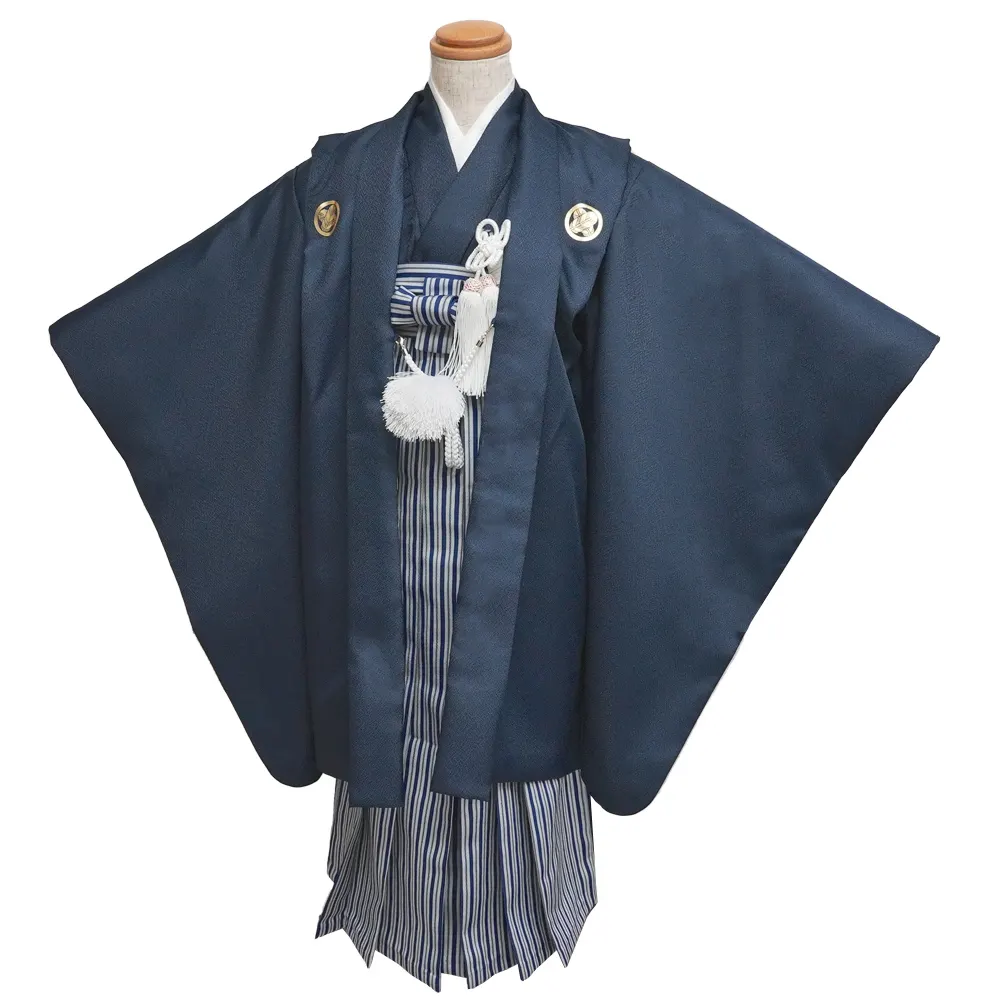 簡単男児七五三(5歳男児袴)/無地　紺　紋付