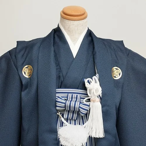 簡単男児七五三(5歳男児袴)/無地　紺　紋付