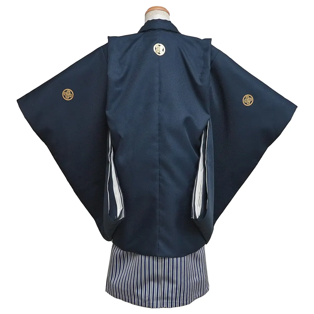 簡単男児七五三(５歳男児袴)/無地　紺　紋付