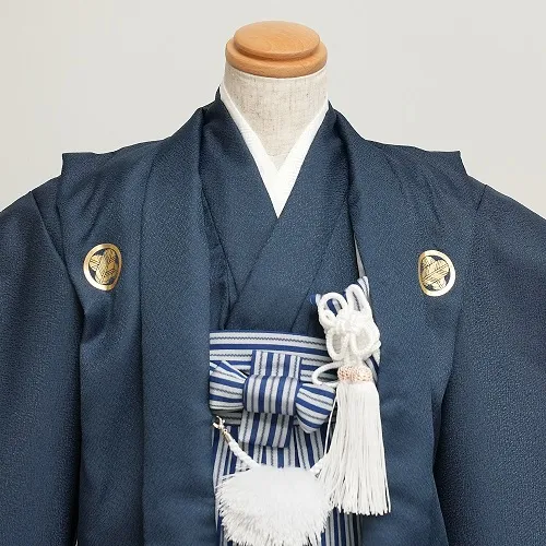 簡単男児七五三(５歳男児袴)/無地　紺　紋付