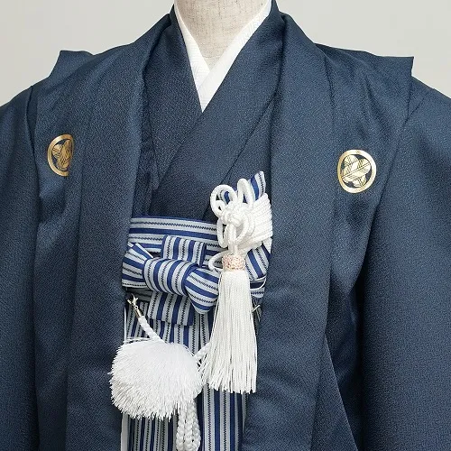 簡単男児七五三(５歳男児袴)/無地　紺　紋付