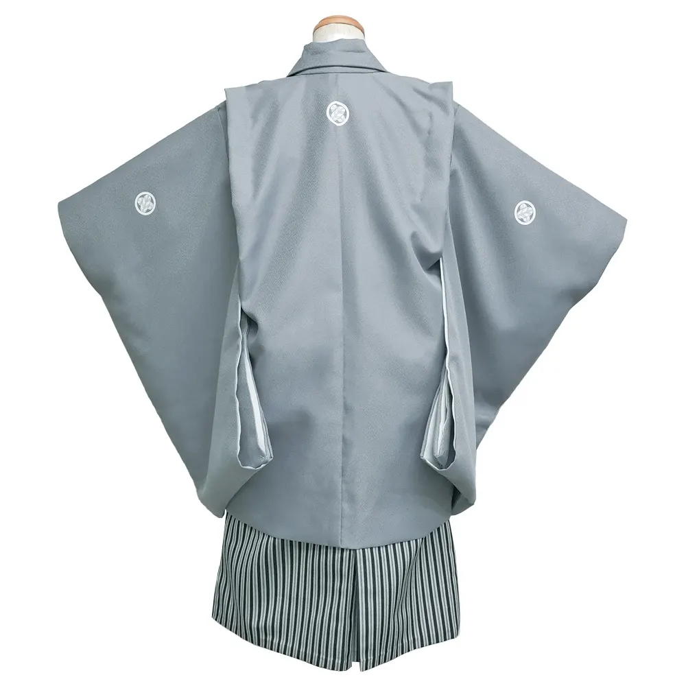 簡単男児七五三(５歳男児袴)/無地　グレー　紋付