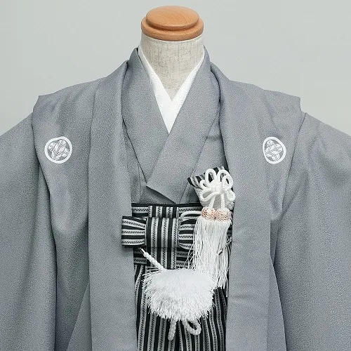 簡単男児七五三(５歳男児袴)/無地　グレー　紋付