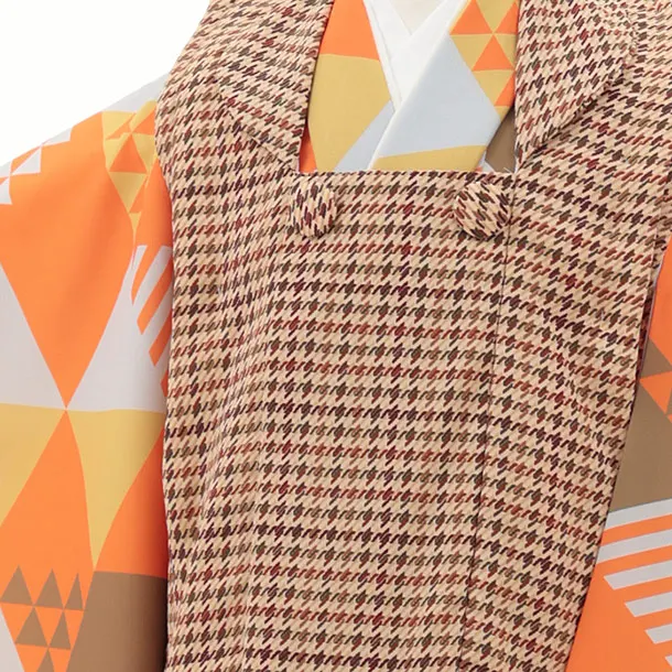 七五三レンタル(3歳男児被布)チェック柄×幾何学文様