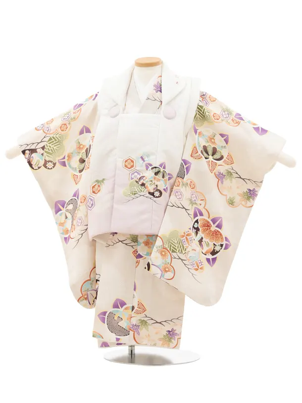 七五三レンタル(3歳男児被布)古典柄×薄紫