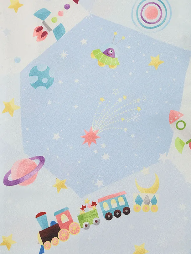 七五三レンタル(3歳男児被布)【pitapaita】機関車　惑星　水色