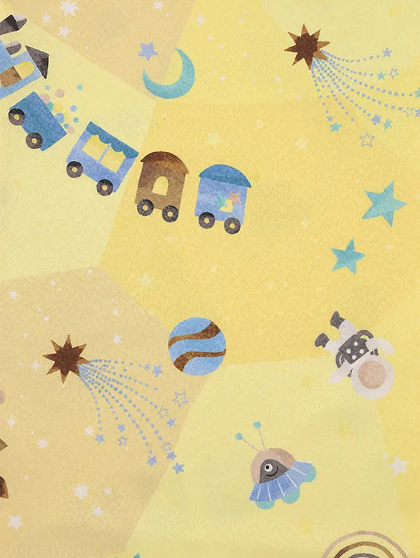 七五三レンタル(3歳男児被布)【pitapaita】機関車　惑星　薄黄色