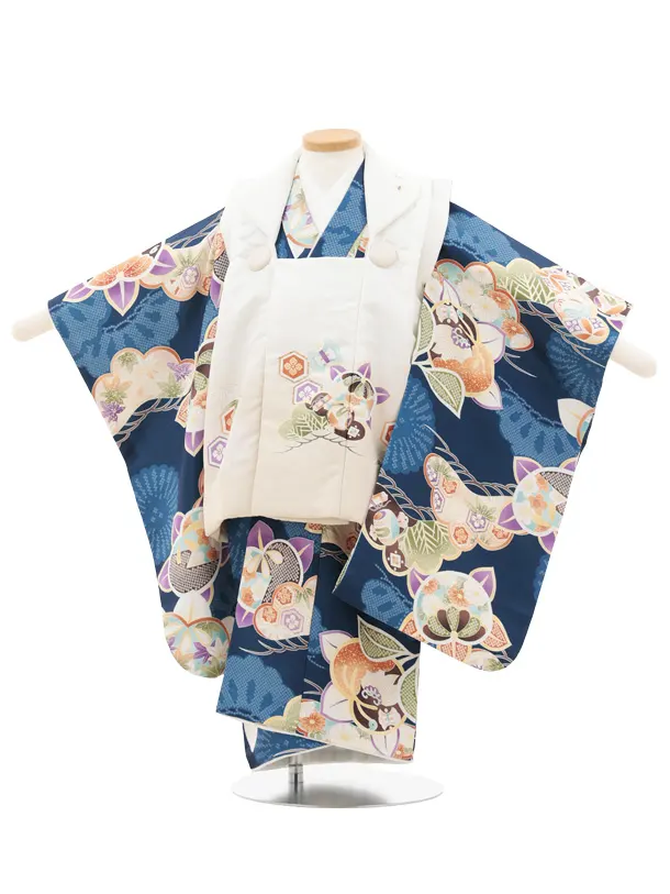 七五三レンタル(3歳男児被布)古典柄×紺