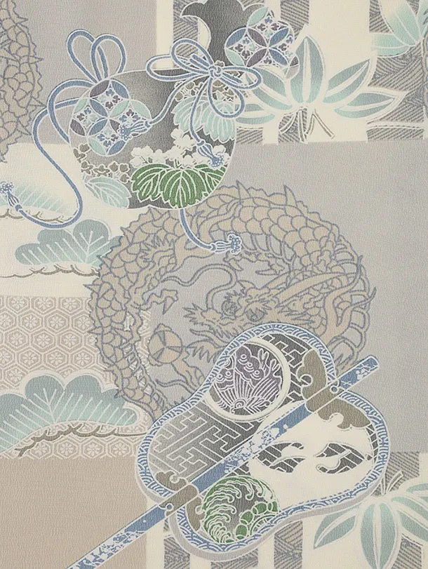 七五三レンタル(3歳男児被布)兜刺繍クリーム×グレー