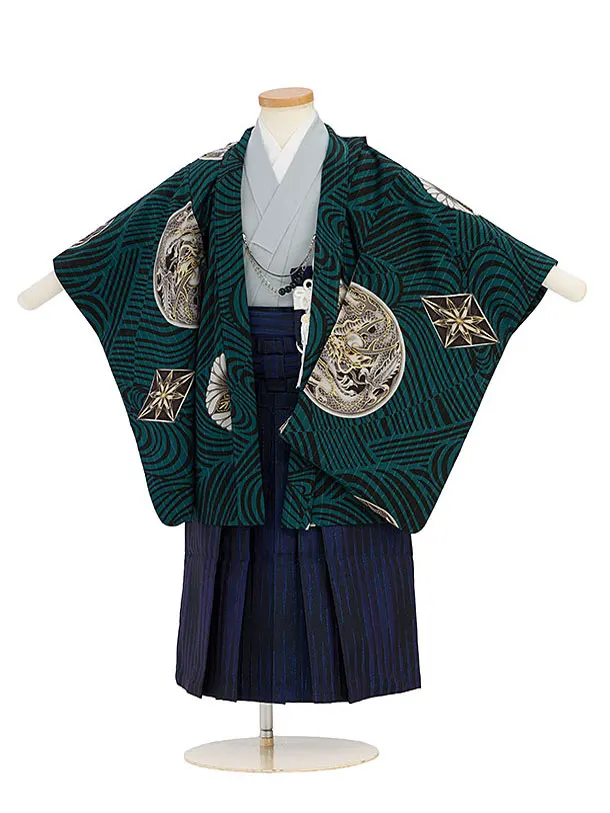 簡単男児七五三(3歳4歳男児袴)【japan style】ブルーラメ入り袴