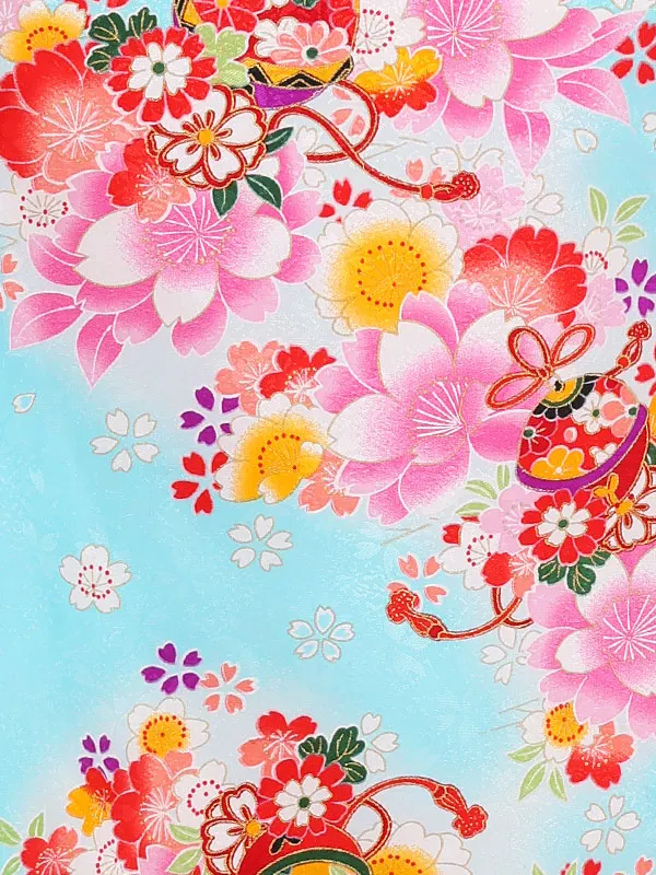 七五三レンタル(3歳女児被布)ピンク菊　桜×毬