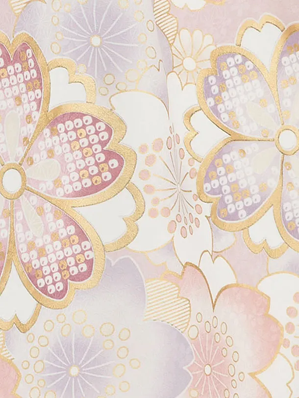 七五三レンタル(3歳女児被布)　白×紫花々