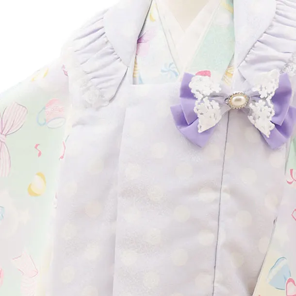 七五三レンタル(3歳女児被布)　【pitapita】パープル×リボンミント色