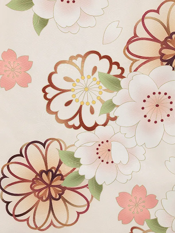 七五三レンタル(3歳女児被布)ベージュ×オフホワイト桜