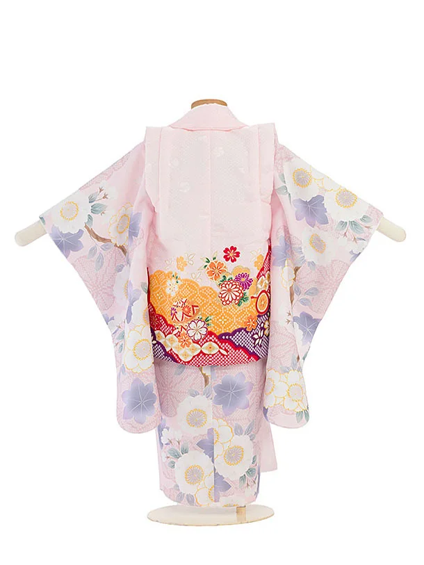 七五三レンタル(3歳女児被布)オフホワイト×桜　ピンク