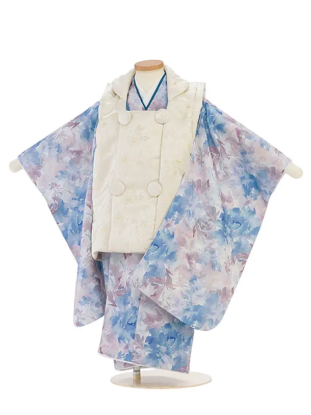 七五三レンタル(3歳女児被布)flower garden×桜　白