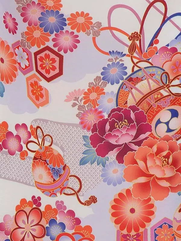七五三レンタル(3歳女児被布)鈴に菊　桜　白