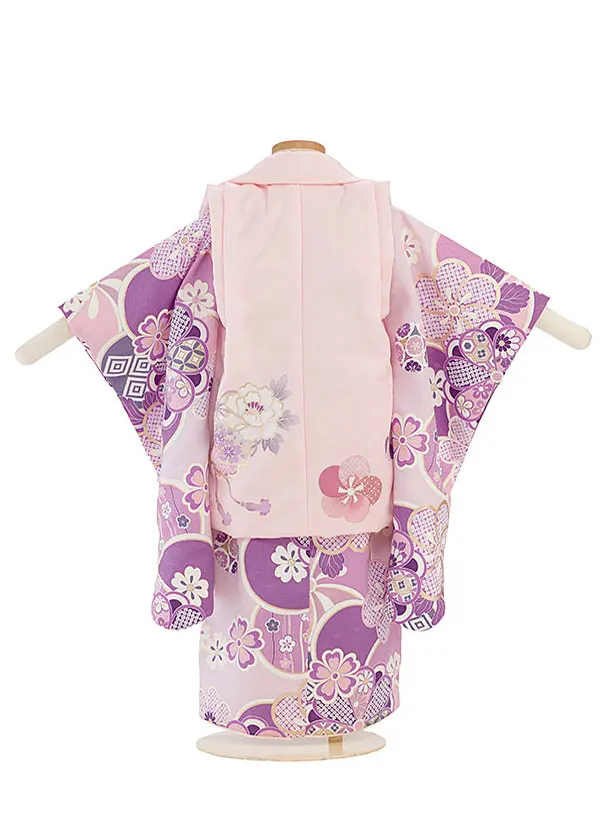 七五三レンタル(3歳女児被布)【シナコ】被布　パープル/着物　ねじり梅　