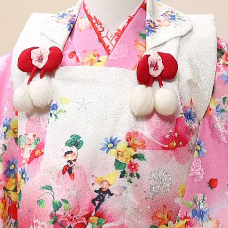 七五三レンタル(３歳女児被布)0008 ピンク系　キラキラ妖精