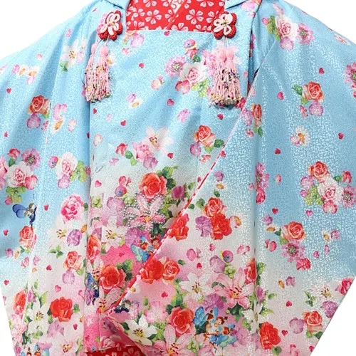 七五三レンタル(３歳女児被布)0009　水色　キラキラ妖精