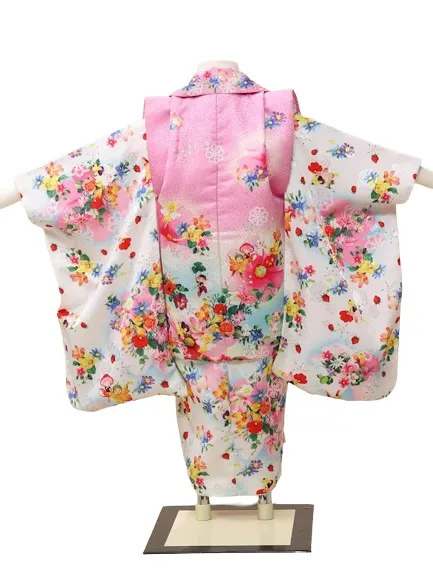 七五三レンタル(３歳女児被布)0010　白系　キラキラ妖精