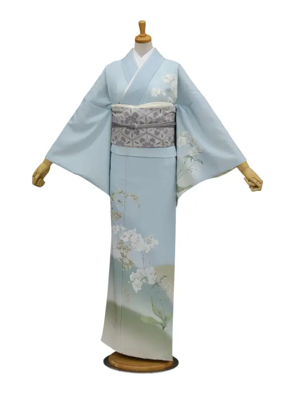 訪問着レンタル　胡蝶蘭/水色
