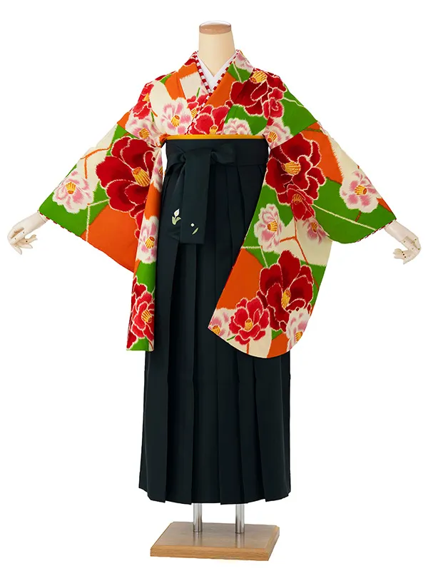 卒業式袴レンタルM1130椿・抹茶×緑