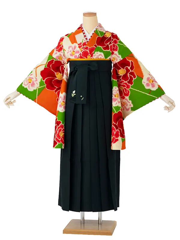 卒業式袴レンタルM1130椿・抹茶×緑