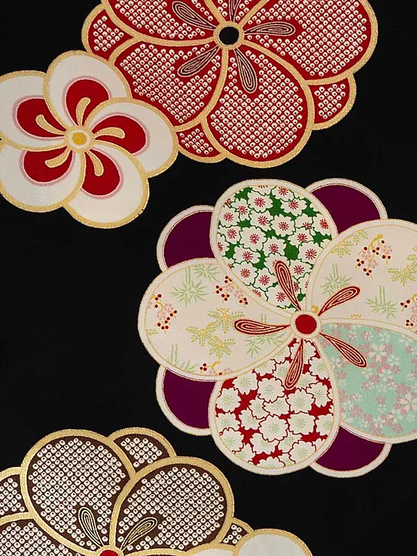 卒業式袴レンタルM1279ねじり梅・黒×紫