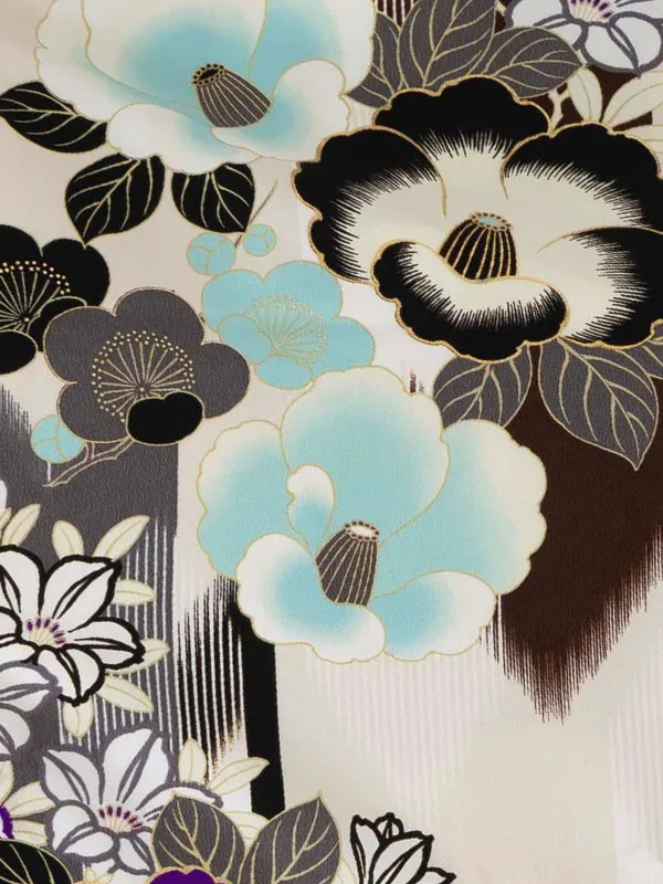 卒業式袴レンタルM1283椿／矢絣・白×黒