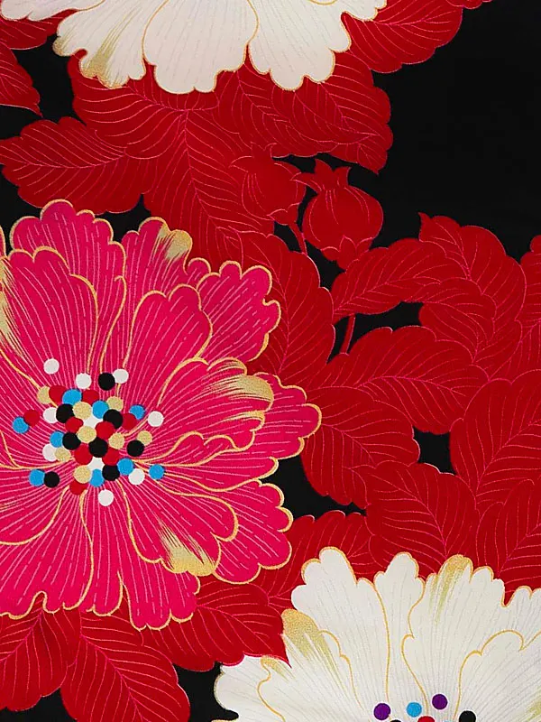 卒業式袴レンタルM1285牡丹・黒×黒