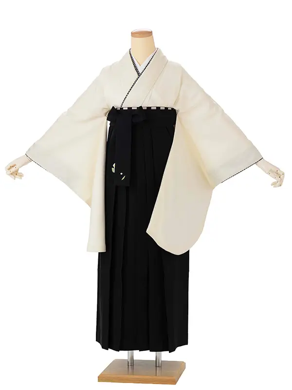 卒業式袴レンタルM1287華亀甲・白×黒