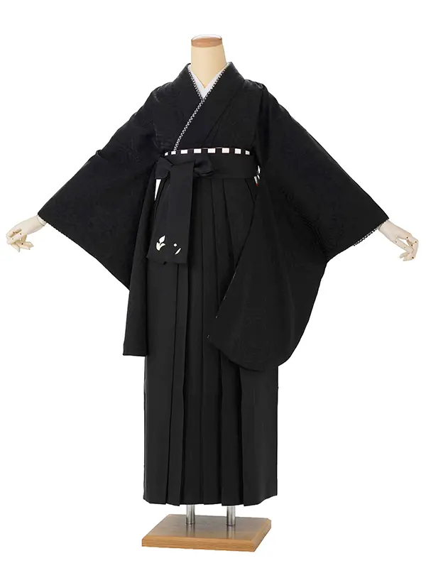 卒業式袴レンタルM1288華亀甲・黒×黒