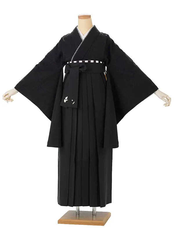 卒業式袴レンタルM1288華亀甲・黒×黒