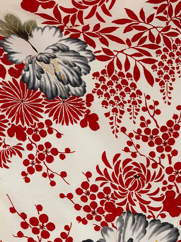 卒業式袴レンタルM1311牡丹・白赤×黒