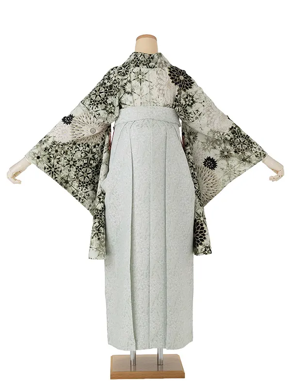 卒業式袴レンタルM1374切子菊・ピスタチオ×小花／薄グリーン