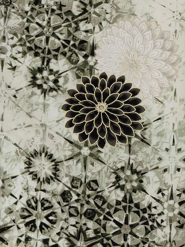 卒業式袴レンタルM1374切子菊・ピスタチオ×小花／薄グリーン