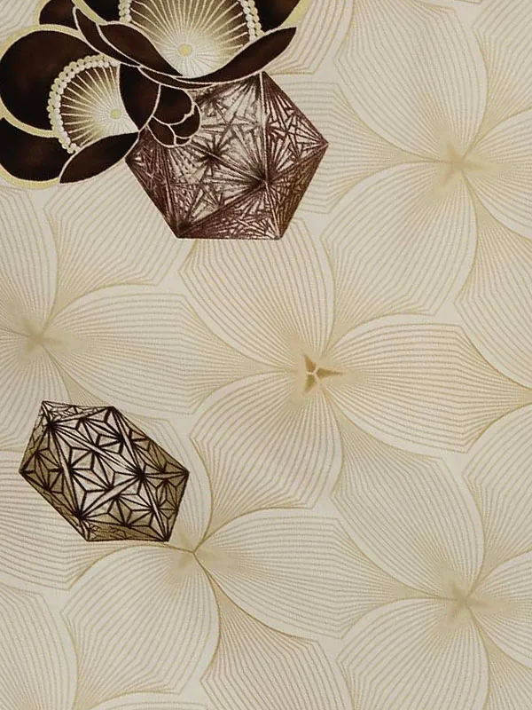 卒業式袴レンタルM1377西洋の梅・ベージュ×疋田／黒