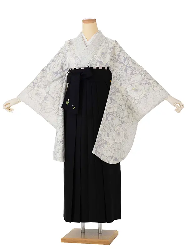 卒業式袴レンタルM1379アネモネ・ラベンダー×黒