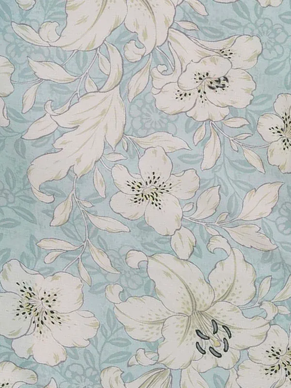 卒業式袴レンタルM1380ゆり・スモーキーブルー×菊絵皿　刺繍・オフ白